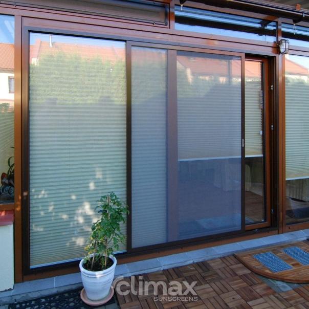 Sliding door insect net in a frame